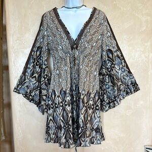 Women's Boho Multi Print Mini Dress NWT - M